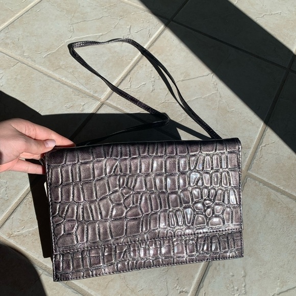 NWT J. Renee Gray/Silver Print Bag - Picture 3 of 12